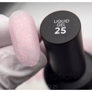 Модельуючий гель Saga Liquid Gel №25 (напівпрозорий ніжно-рожевий з блискітками) 15 мл. Photo 2